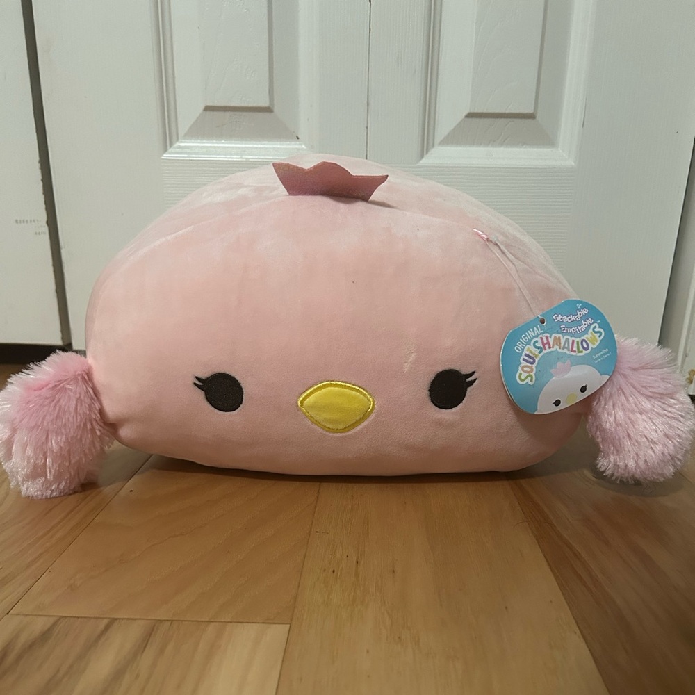 Squishmallow Stackable Kellytoy Suneetha The Pink Bird. 12 Inch, New With Tags.